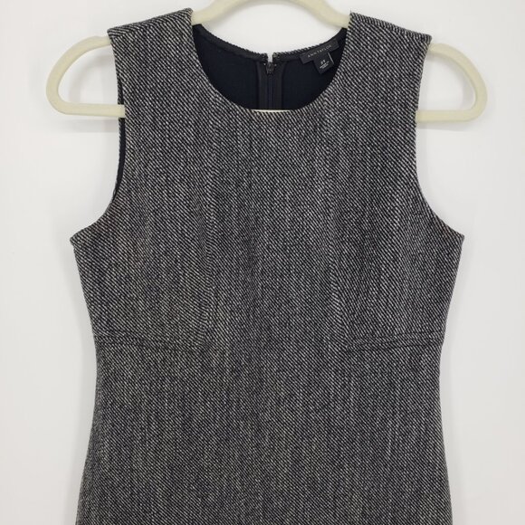 Ann Taylor Tweed Sheath Dress 2 TALL Career Sleeveless Black - Picture 4 of 9